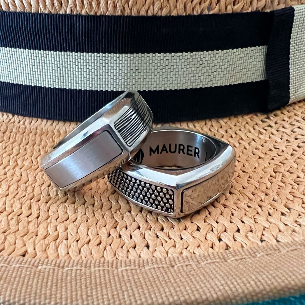 Designer Stainless Steel 4-Sided Maurer Limited Unisex Ring NWT Wedding Band